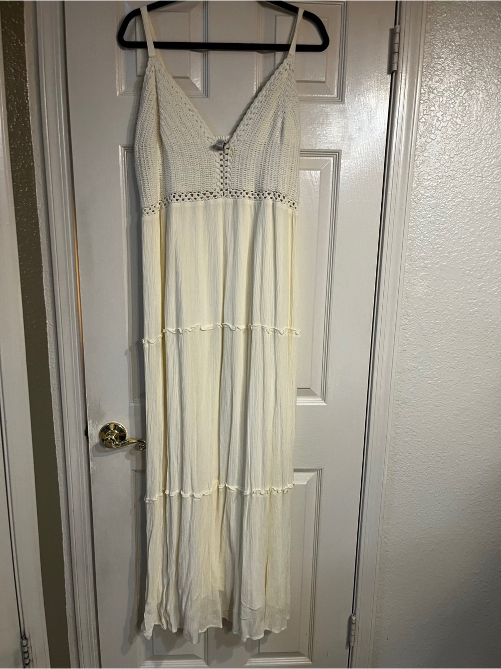 American Rag Cream Crochet-Bodice Maxi Dress